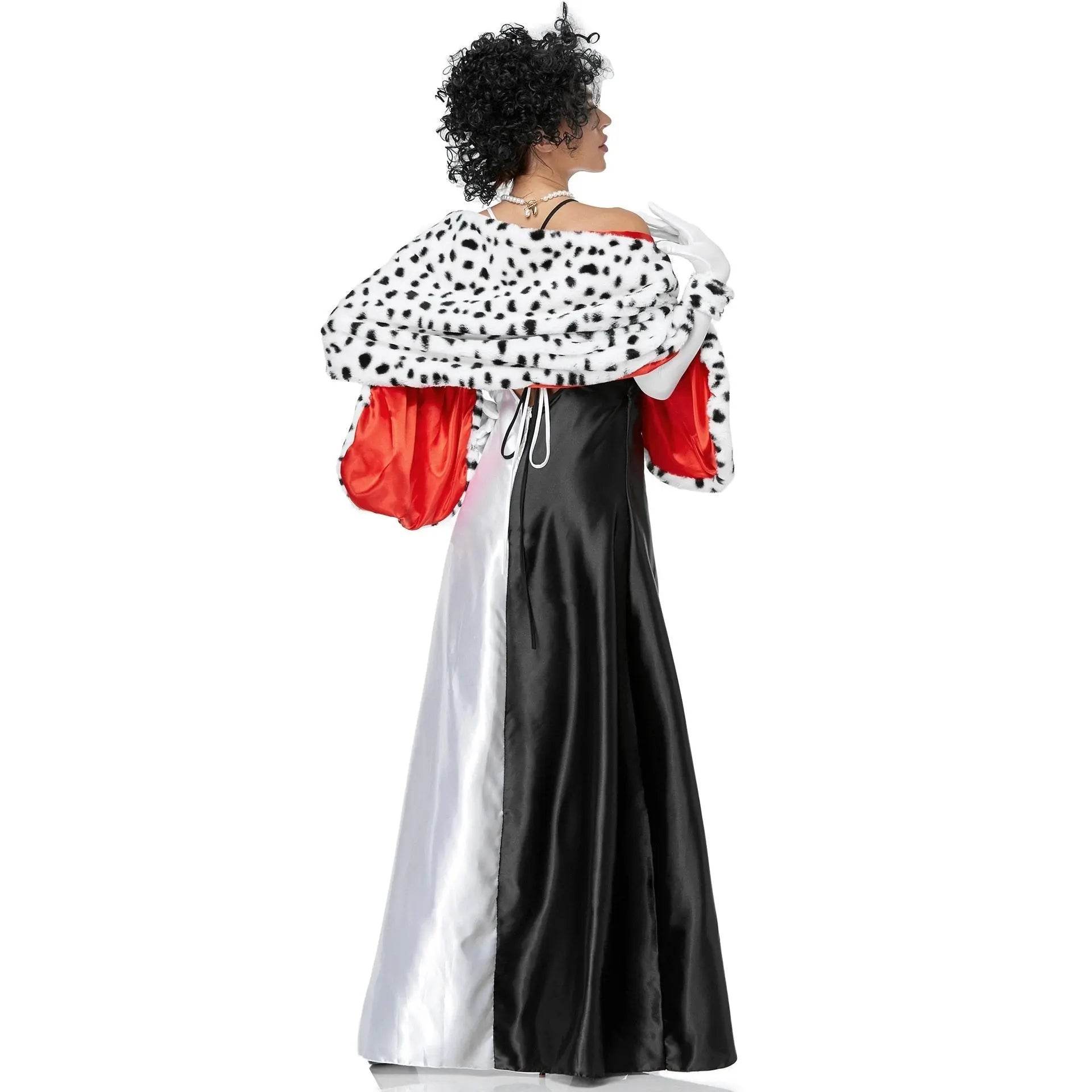 Adult Cruella Duster Costume Dress Uniform Halloween Women - zzcosplay