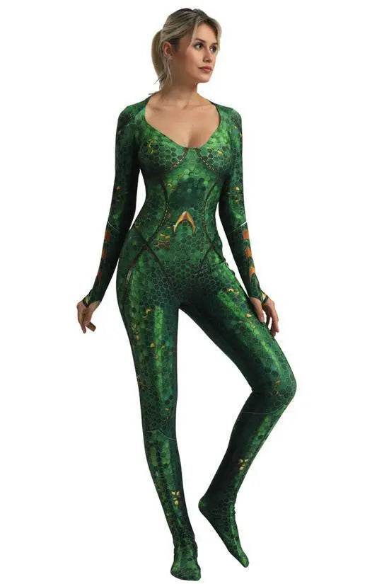 Aquaman Wife Mera Cosplay Costume Zentai Bodysuit for Halloween Party - zzcosplay