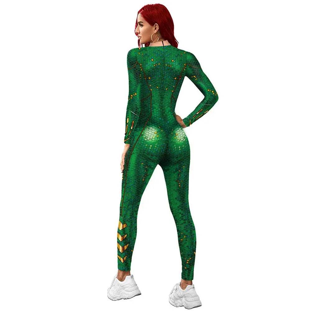 Atlanna Queen Aquaman Cosplay Costume Jumpsuit Halloween Sequined Catsuit Party Zentai - zzcosplay