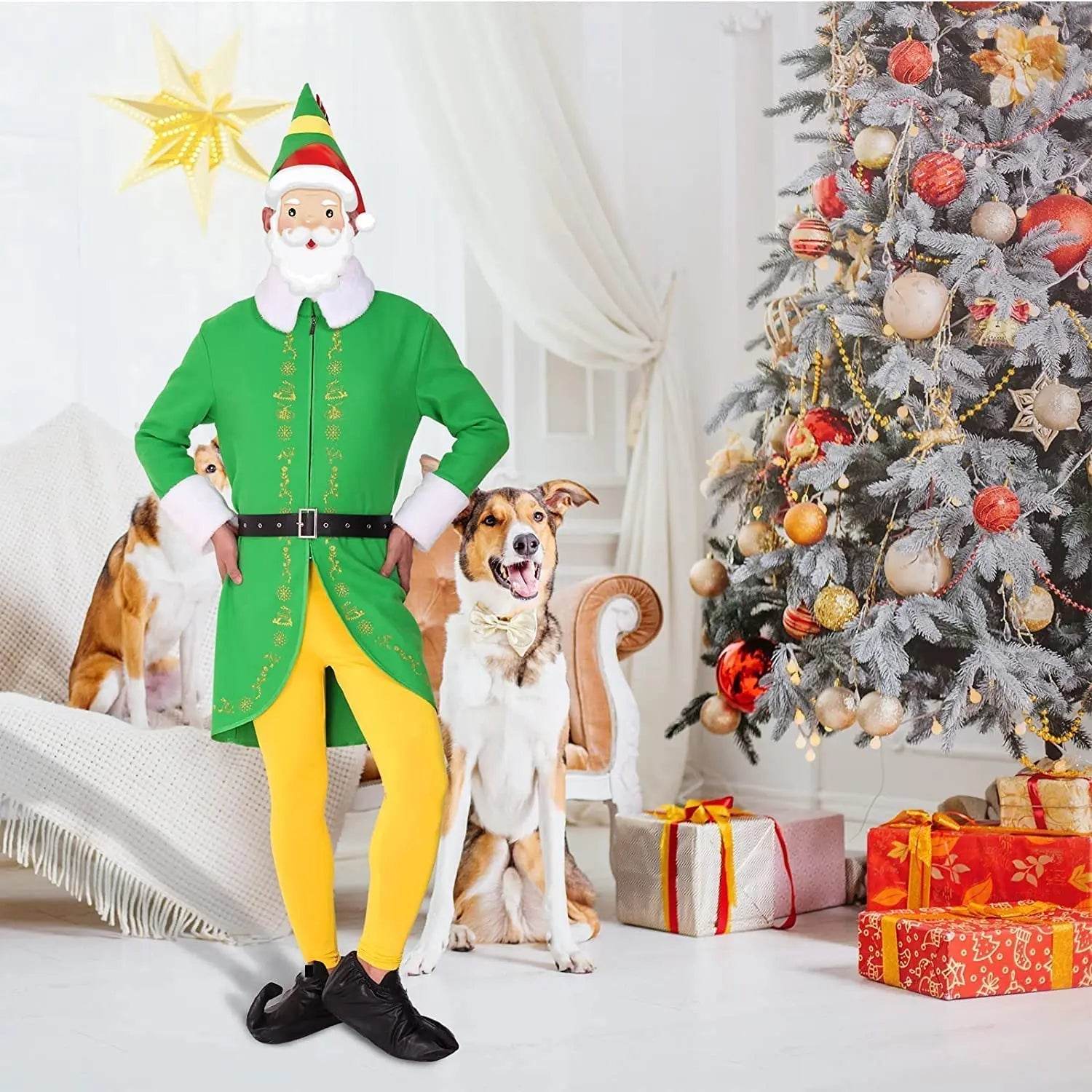 Buddy Elf Christmas Cosplay Costume Full Set Party Costumes for Men - zzcosplay