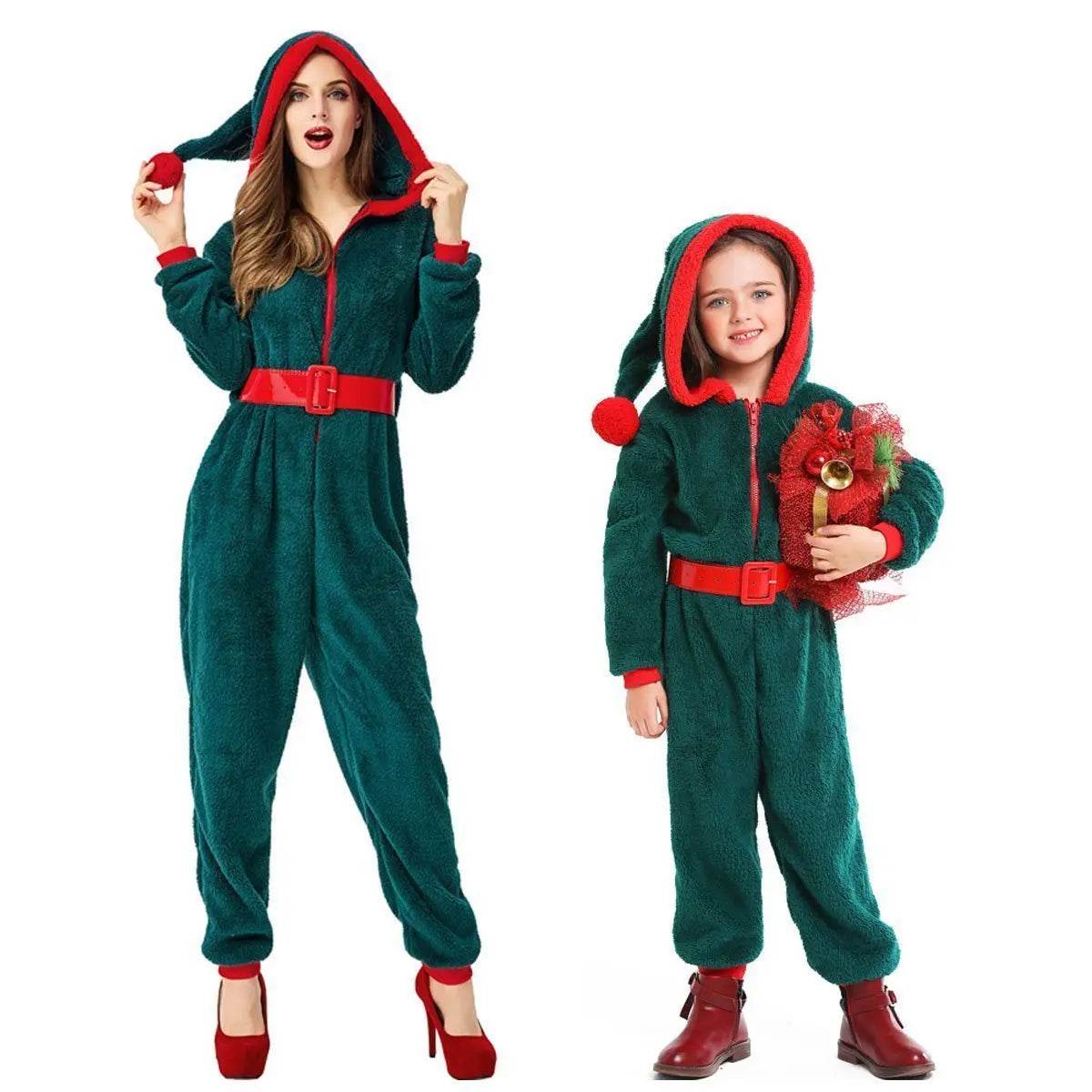 Christmas Family Matching Costume Onesies Hooded Pajamas Jumpsuit - zzcosplay