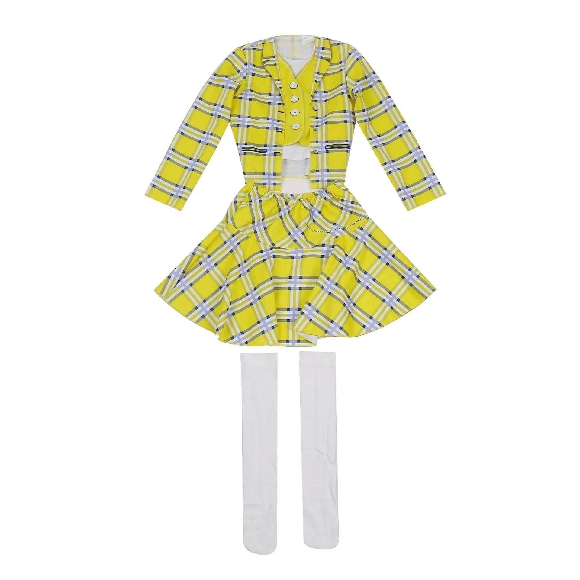 Clueless Cher Horowitz Girl Cosplay Costume School Uniform Suit Fancy Dress Halloween Outfit - zzcosplay