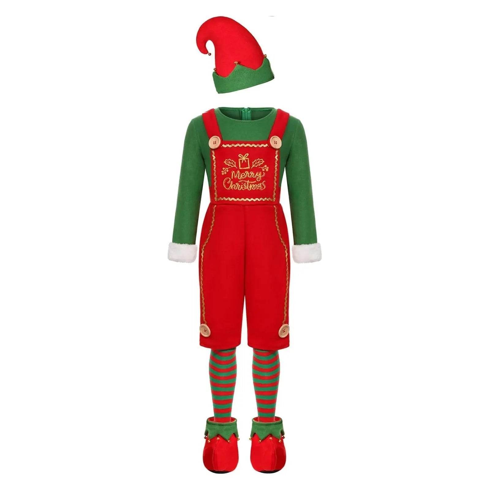 Elf Costume for Girls Boy Kids Christmas Party Dress Outfit - zzcosplay