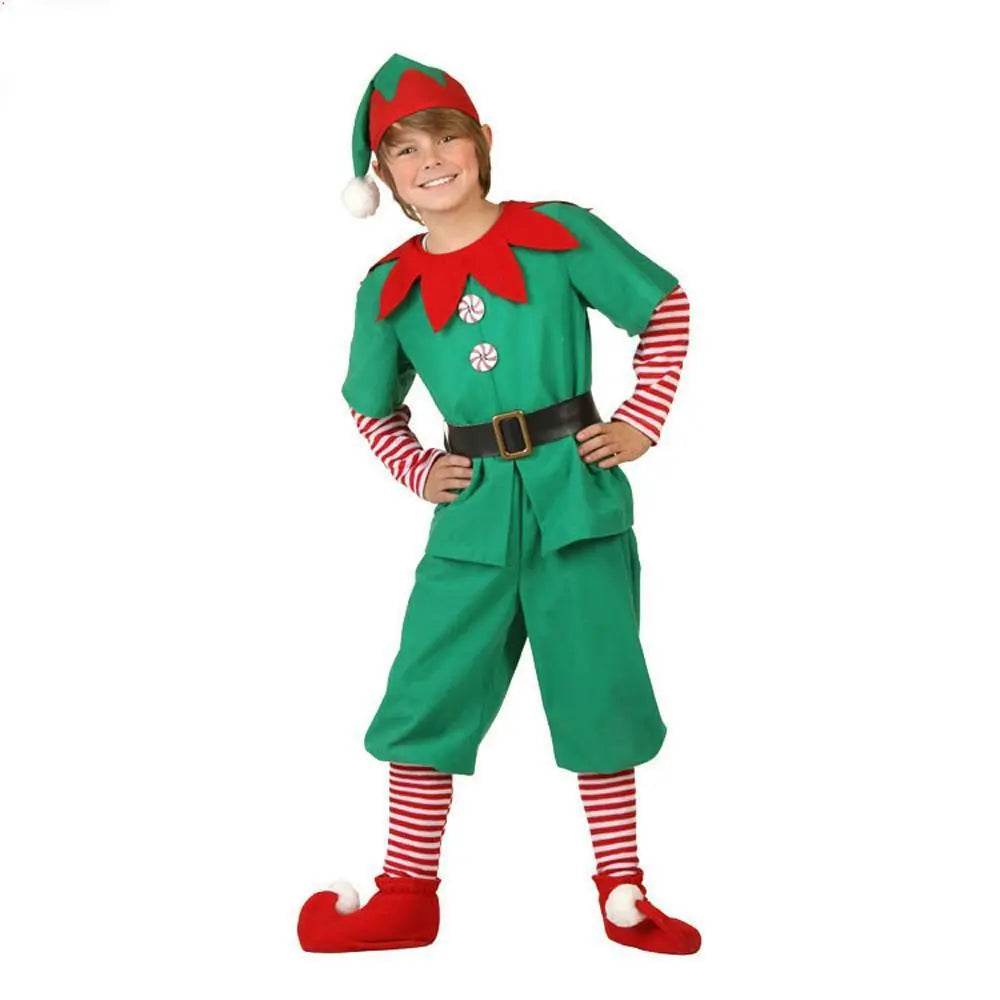 Family Matching Costume Christmas Suit Green Elf Santa Claus Outfits - zzcosplay