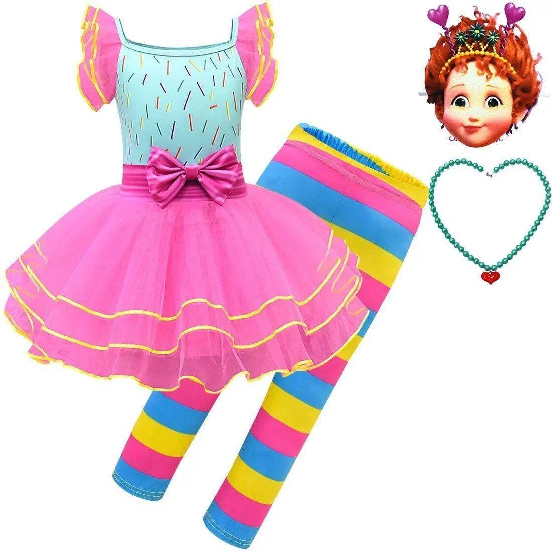 Fancy Nancy Cosplay Halloween Costume Dress and Pants Performance Clothes 4 Pieces - zzcosplay