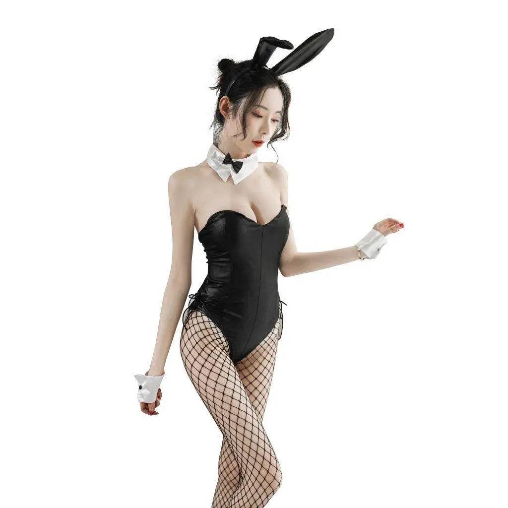 Fever Bunny Costume jumpsuit Patent leather uniform - zzcosplay