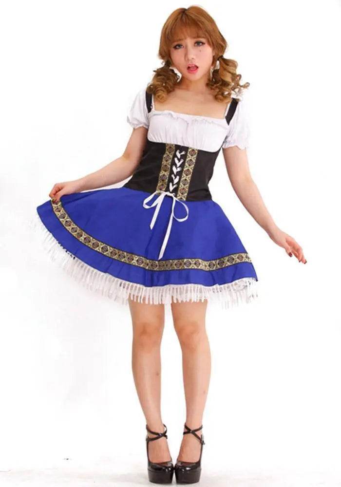 German Oktoberfest Outfit Beer Bavarian Waitress Serving Maid Outfit Cosplay Costume - zzcosplay