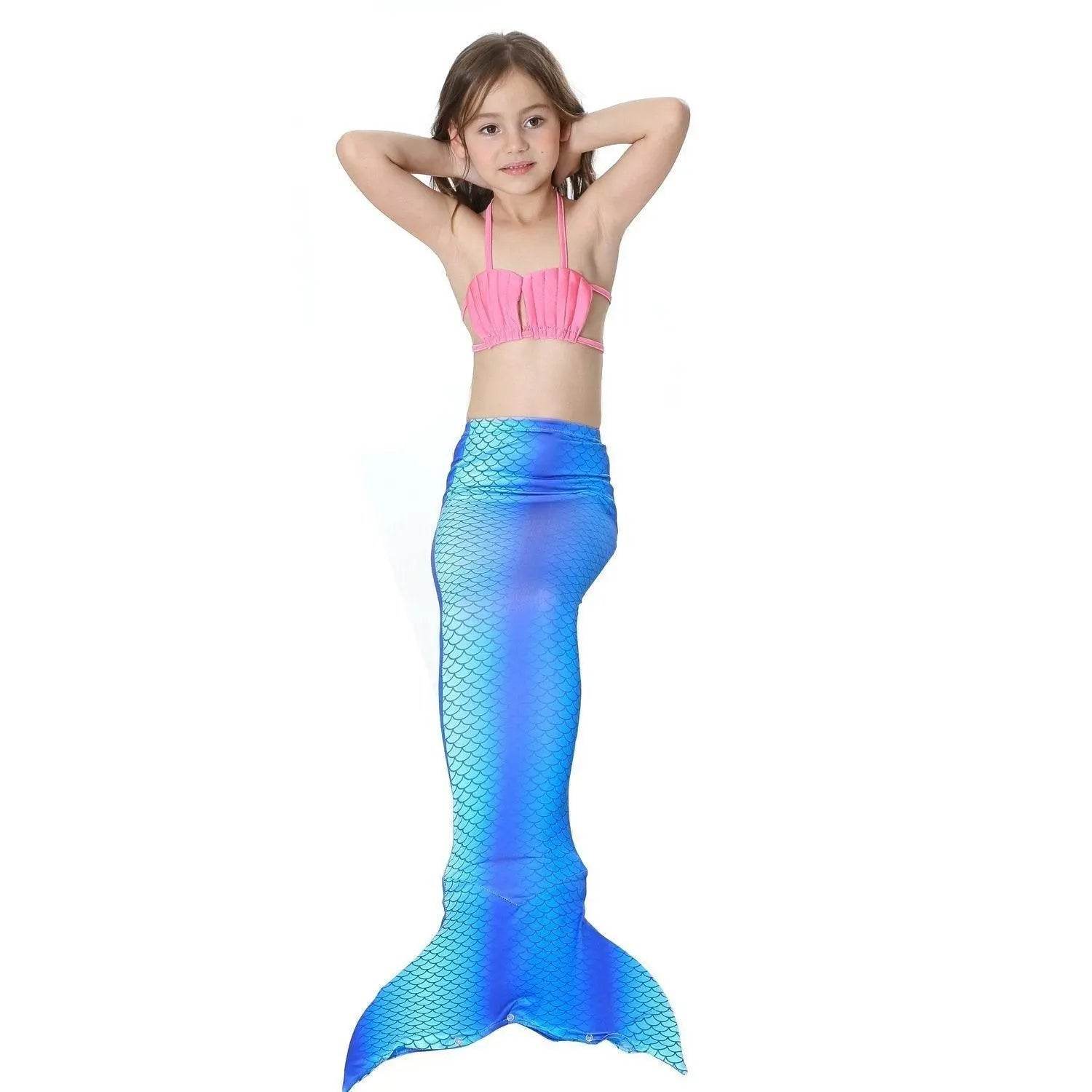 Girls Kids Mermaid Tail Swimwear Bikini Set Swimsuit Swimming Costume - zzcosplay