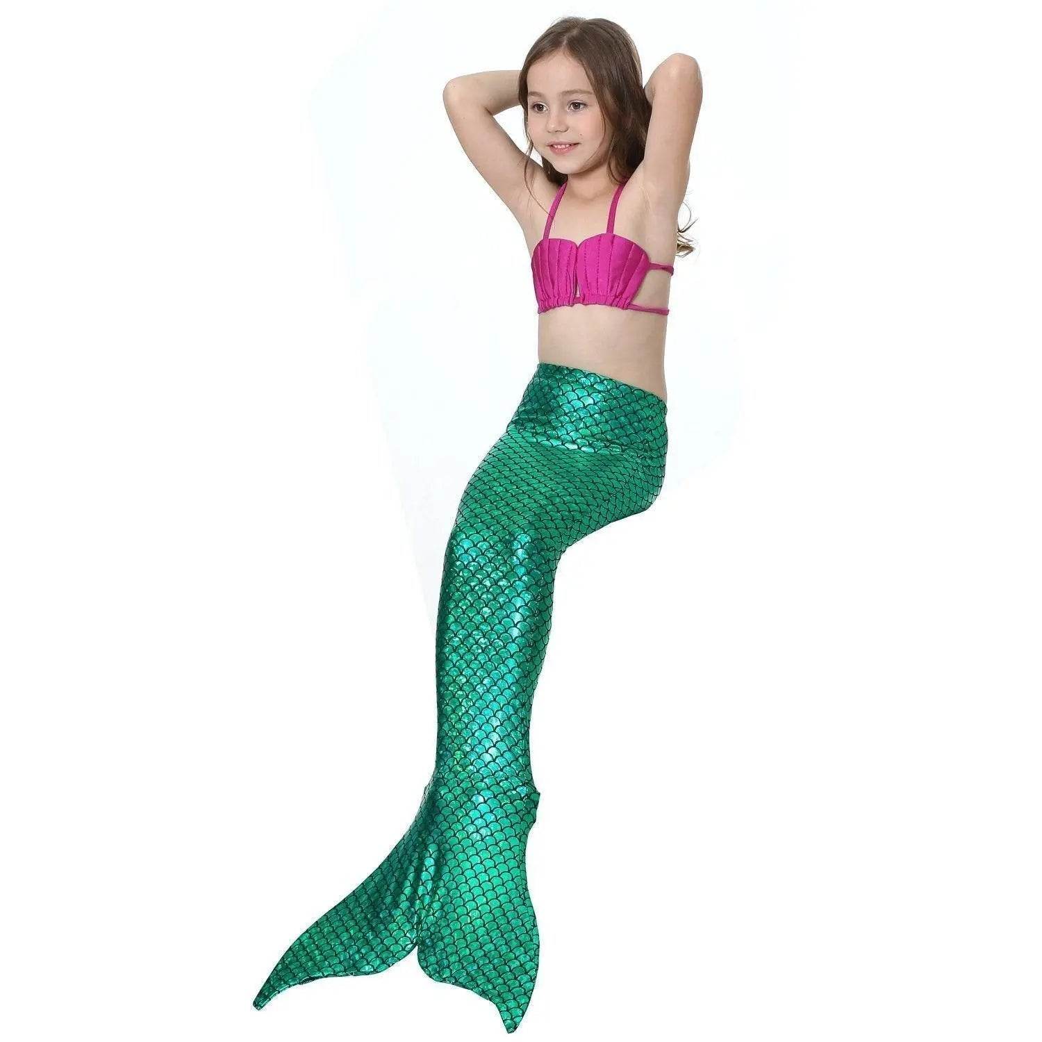 Girls Kids Mermaid Tail Swimwear Bikini Set Swimsuit Swimming Costume - zzcosplay
