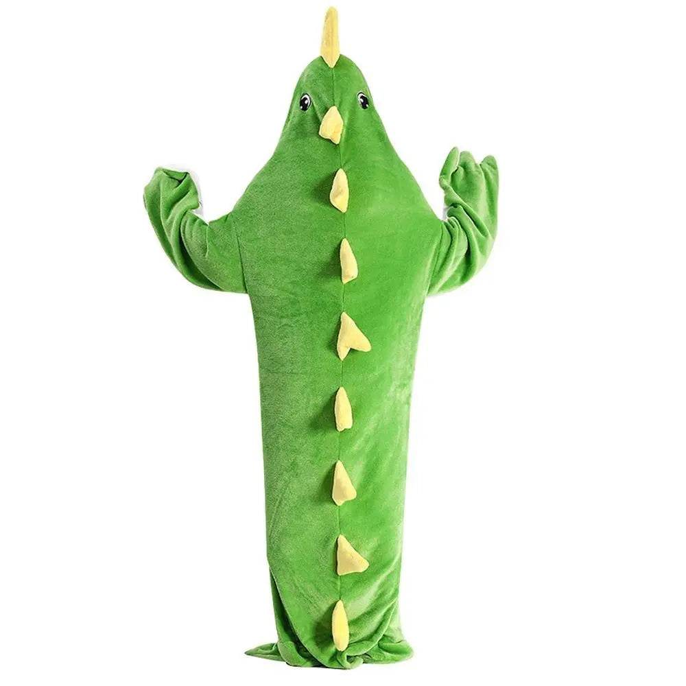 Green Dinosaur Animal Sleeping Bag Loose Onesies Pajamas Adult Super Soft Fleece Hoodie - zzcosplay