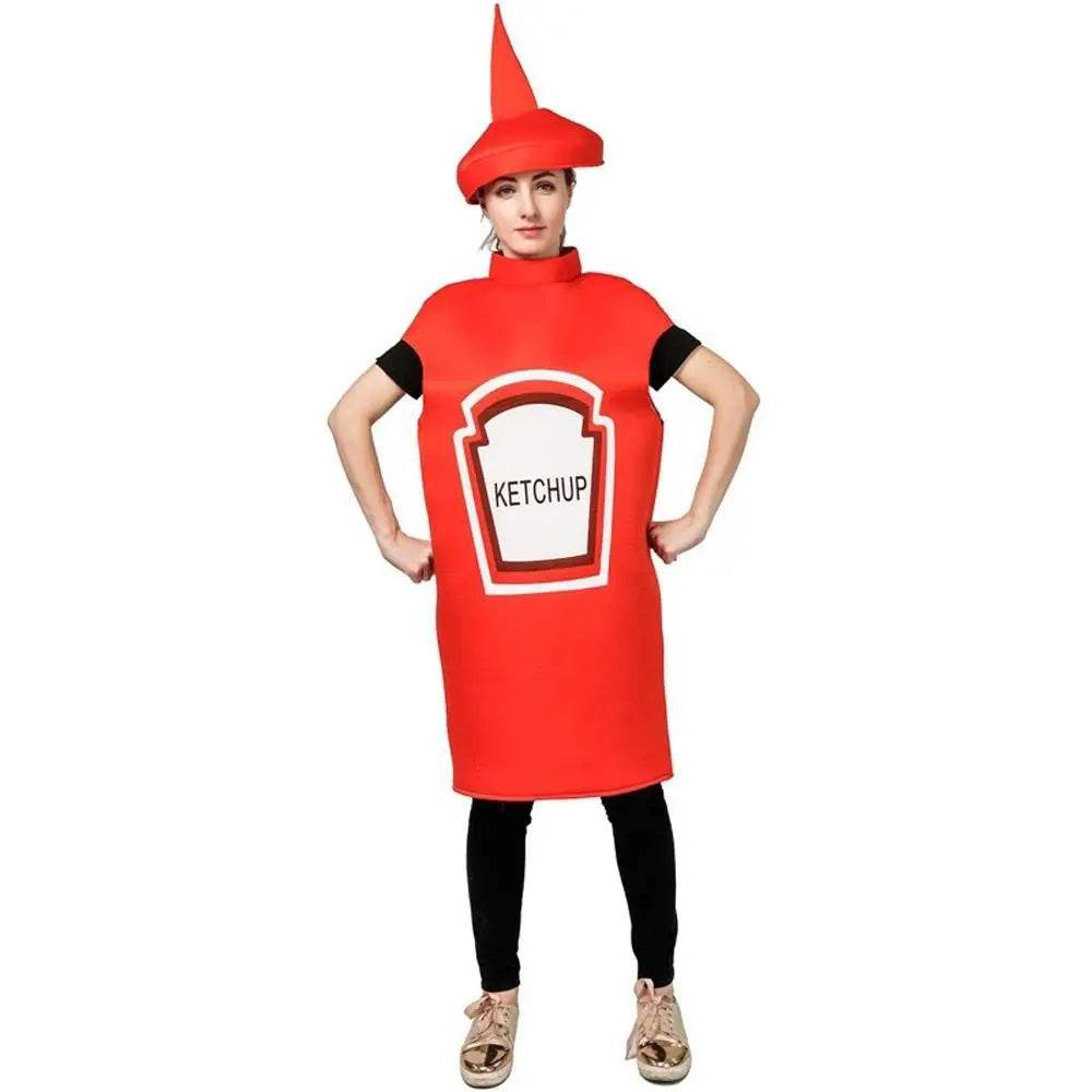 Halloween Adult Couples Mustard Ketchup jumpsuit Costume Cosplay Party - zzcosplay