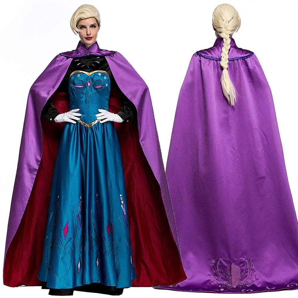 Halloween Adult Snow Queen Anna Cosplay Costume Dress - zzcosplay