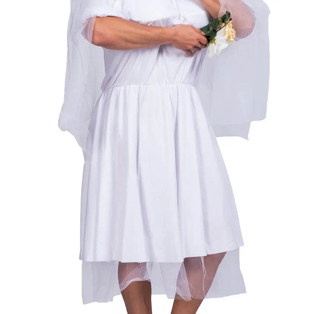 Halloween Wedding Dress Costumes White Bride Funny Party Adult Wedding Suit Party Outift for Men - zzcosplay