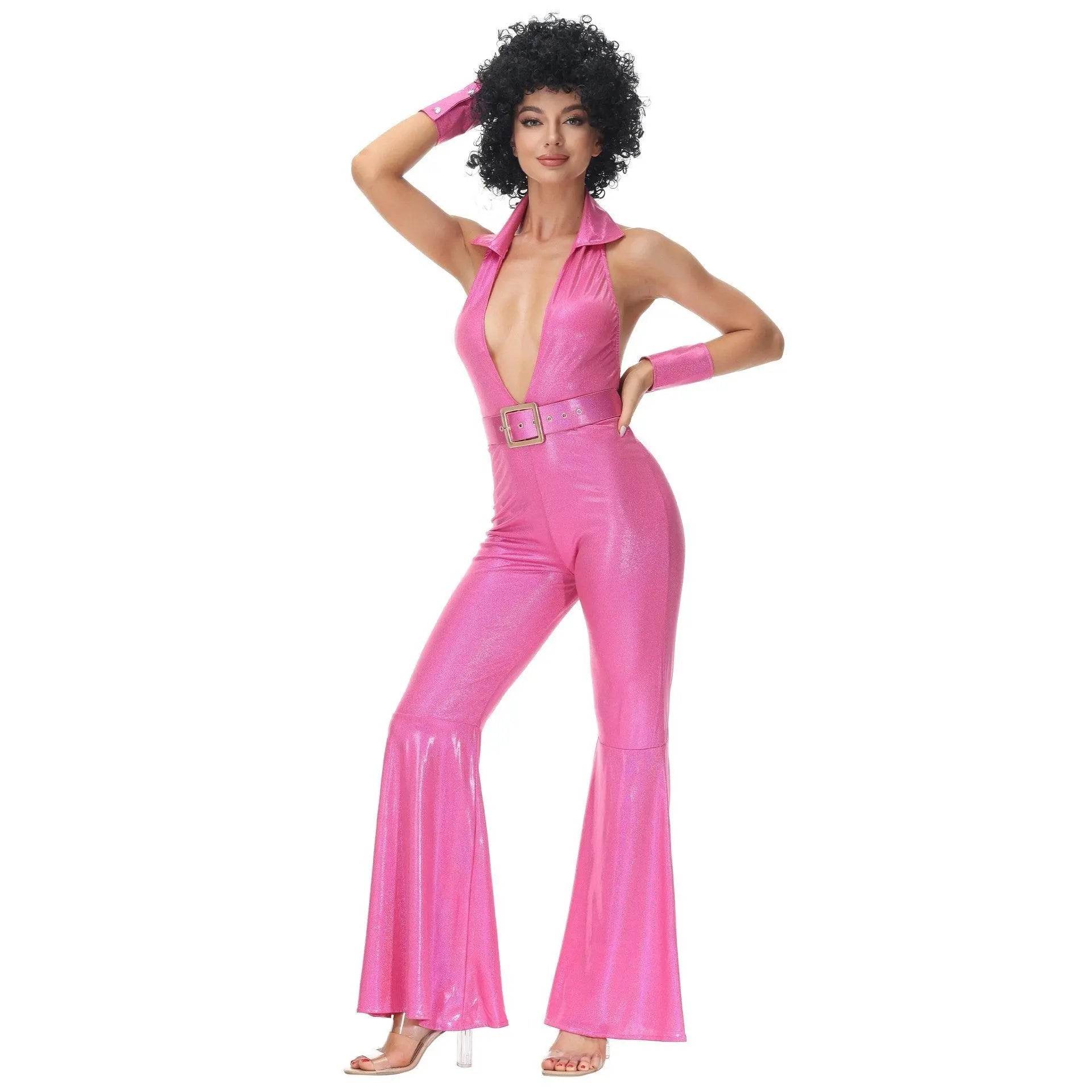 Hip Hop Rock Hippie 70s Costumes Fancy Dress Cosplay Halloween Outfit Jumpsuit Female - zzcosplay