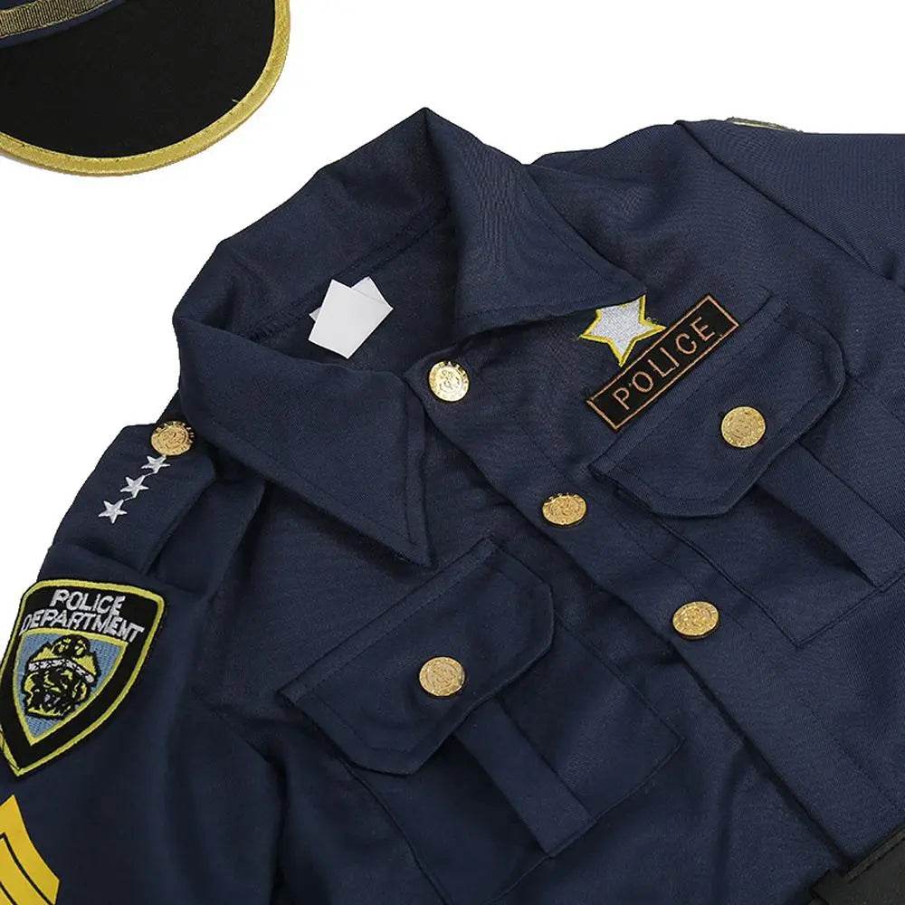 Kids Police Cop Costume for Boys Police Office Costume Halloween Cosplay Party - zzcosplay