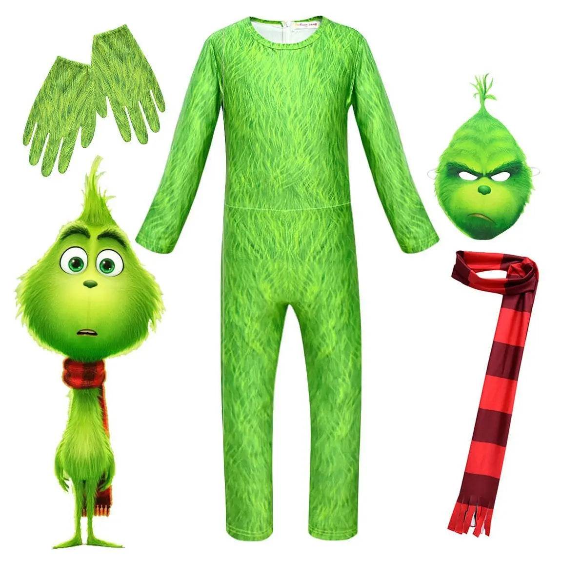 Kids The Grinch Christmas Costumes Jumpsuit Sets - zzcosplay