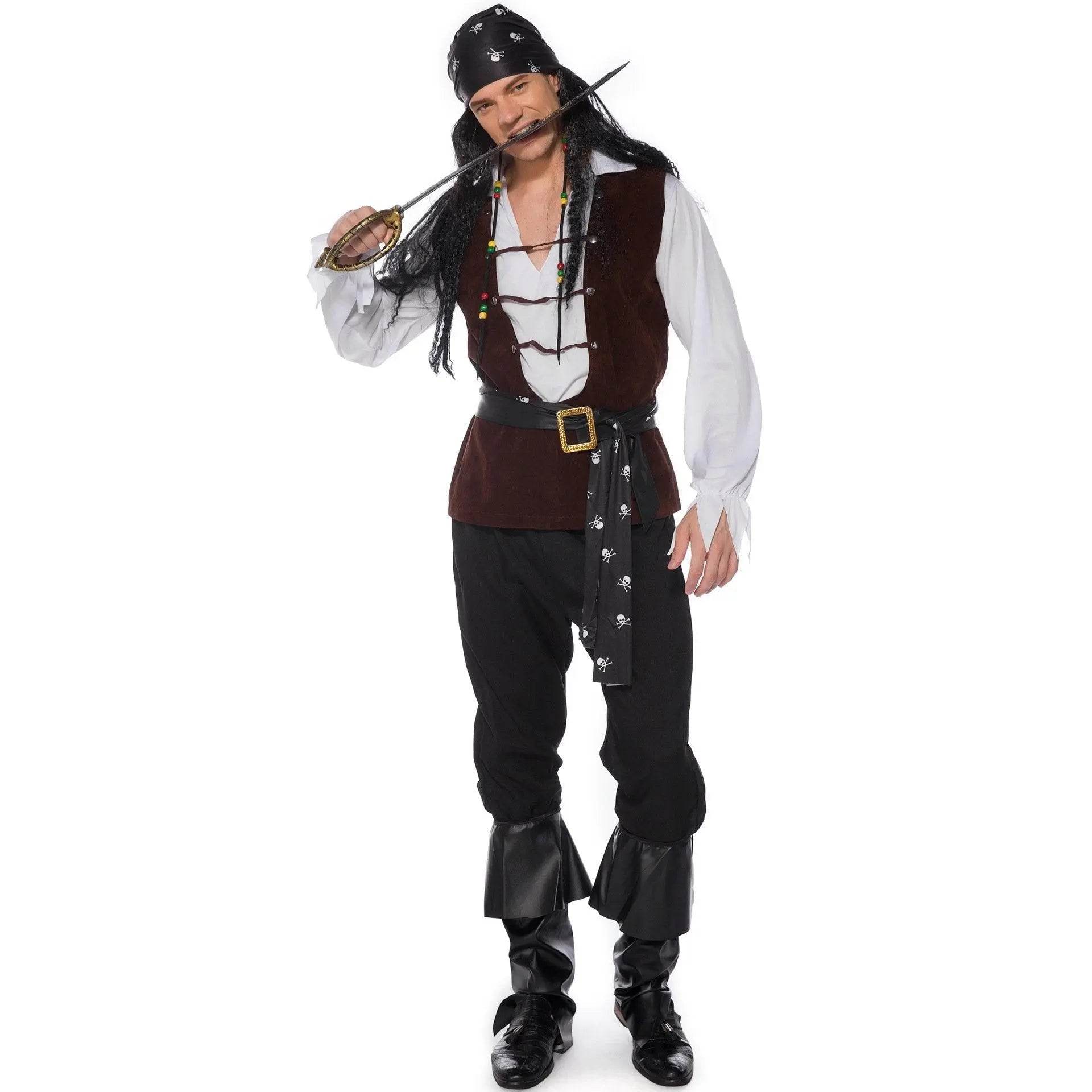 Male Pirate Outfit Vintage Cosplay Costume Carnival Halloween For Mens - zzcosplay