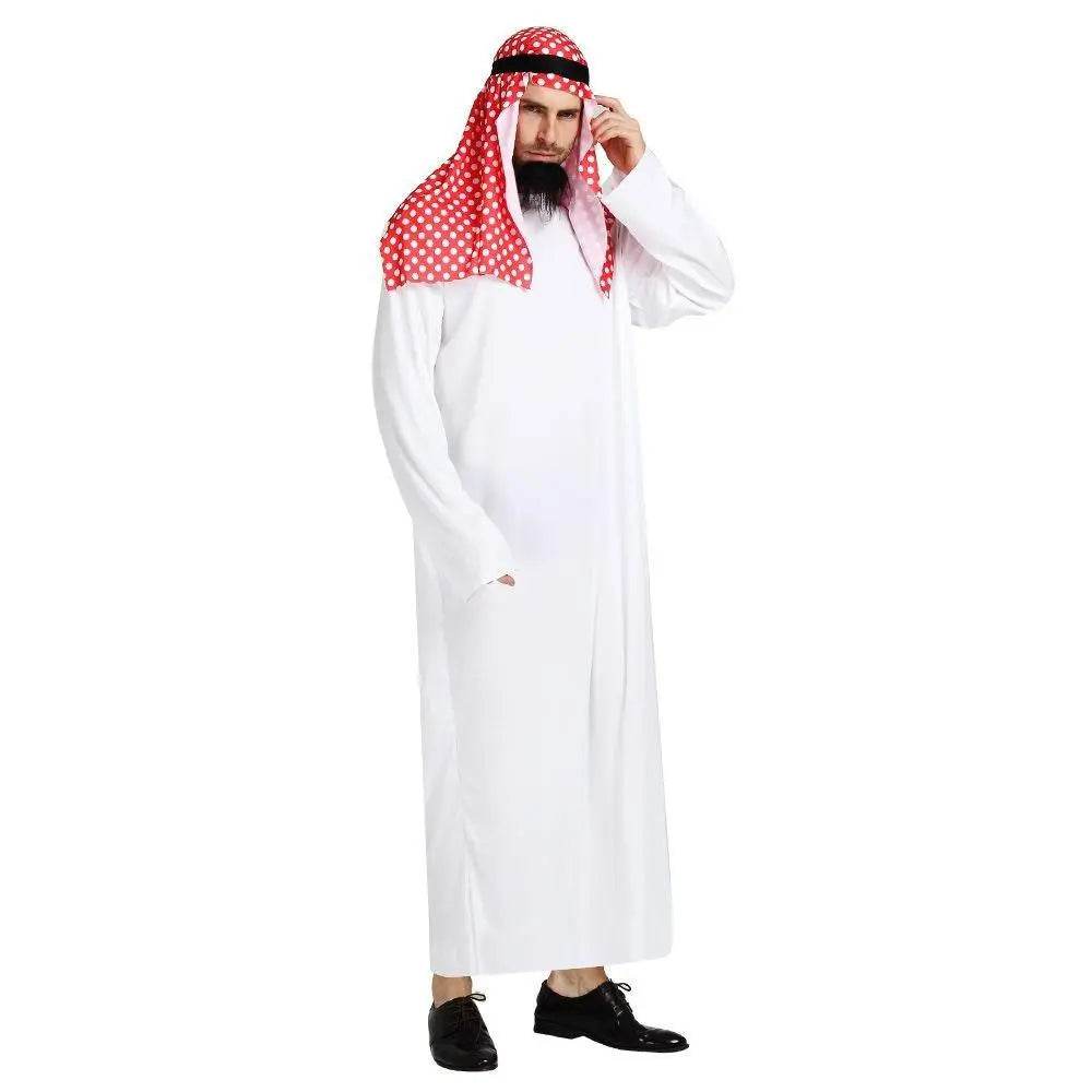 Middle East Dubai Prince adult male White Arab Red turban performance stage costume Cosplay - zzcosplay