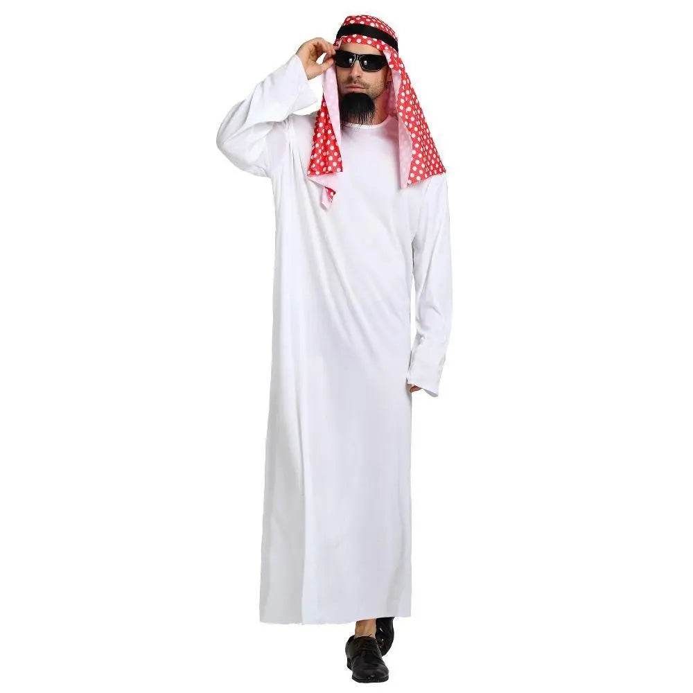 Middle East Dubai Prince adult male White Arab Red turban performance stage costume Cosplay - zzcosplay
