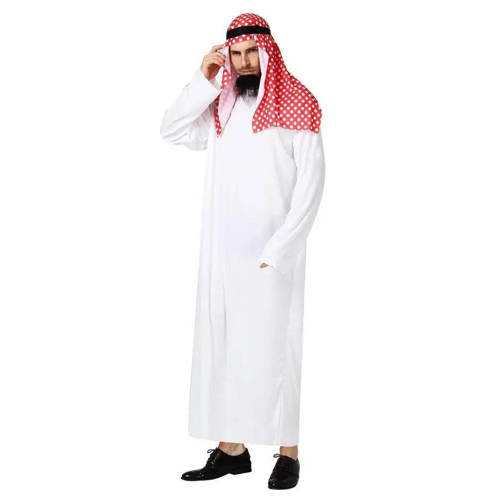 Middle East Dubai Prince adult male White Arab Red turban performance stage costume Cosplay - zzcosplay