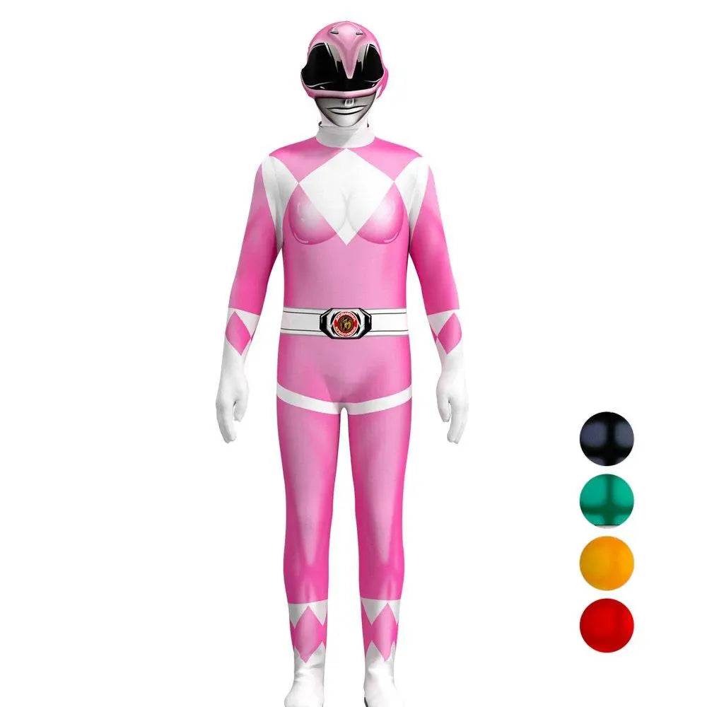 Mighty Morphin Power Rangers Costume Kids Superhero Bodysuit Halloween jumpsuits onesies - zzcosplay