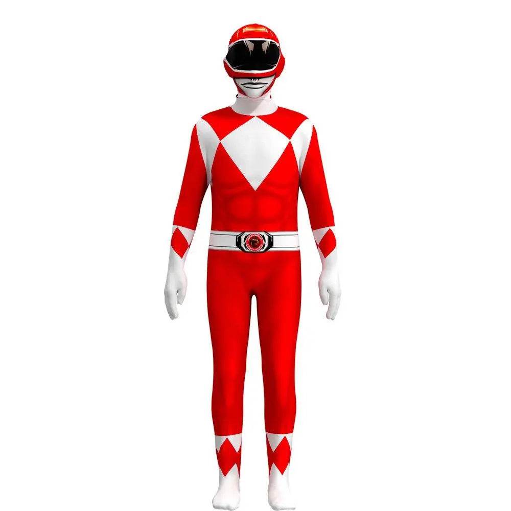 Mighty Morphin Power Rangers Costume Kids Superhero Bodysuit Halloween jumpsuits onesies - zzcosplay