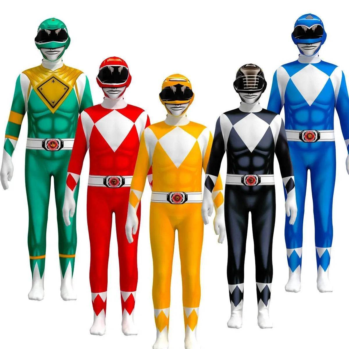Mighty Morphin Power Rangers Costume Kids Superhero Bodysuit Halloween jumpsuits onesies - zzcosplay