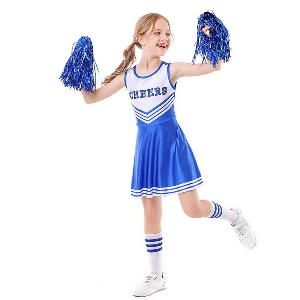 School Cheerleading Uniform Costume Cheerleader Party Dress Halloween Outfit Dress Up For Girls - zzcosplay