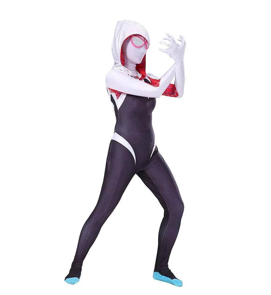 Spider-Man Women Gwen Stacy Cosplay Costume Zentai Jumpsuit Adult Kids - zzcosplay
