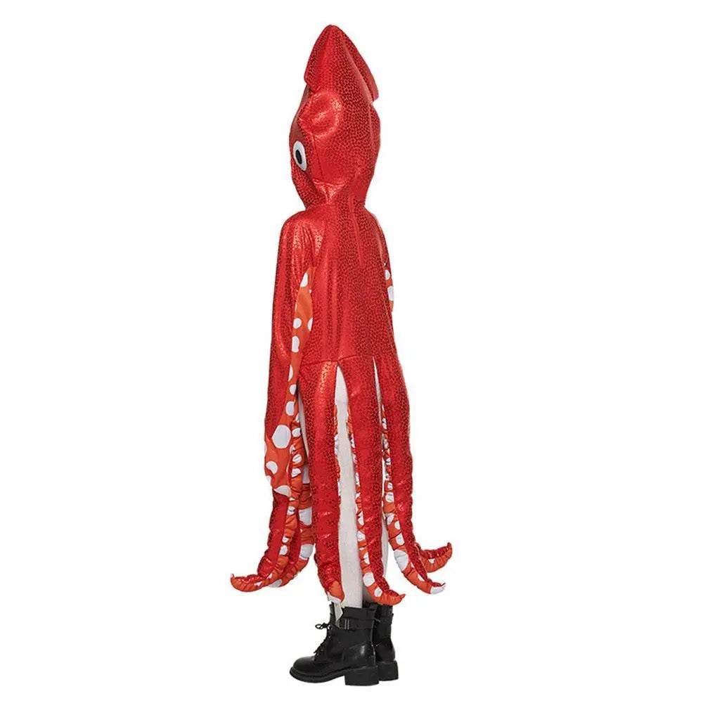 Squid Costume Red Leggings Jumpsuit Marine Life Cosplay Halloween Christmas School Party for Kids - zzcosplay