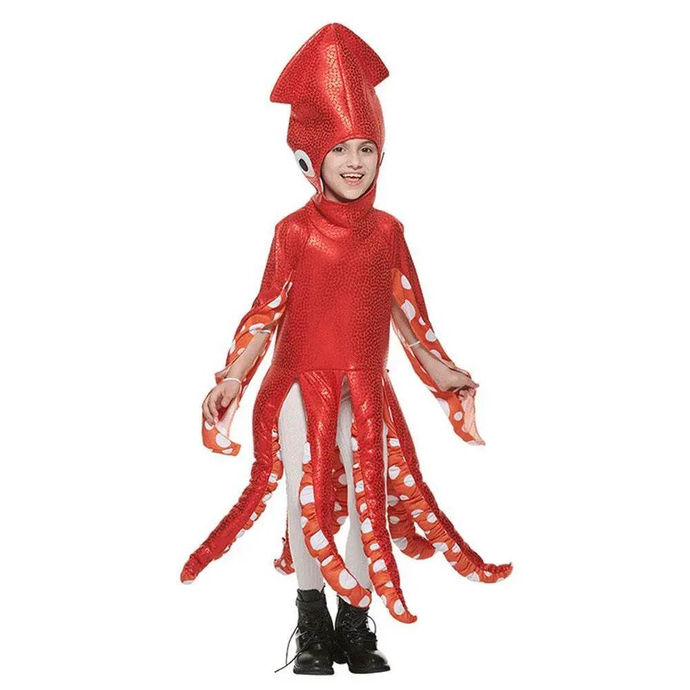 Squid Costume Red Leggings Jumpsuit Marine Life Cosplay Halloween Christmas School Party for Kids - zzcosplay