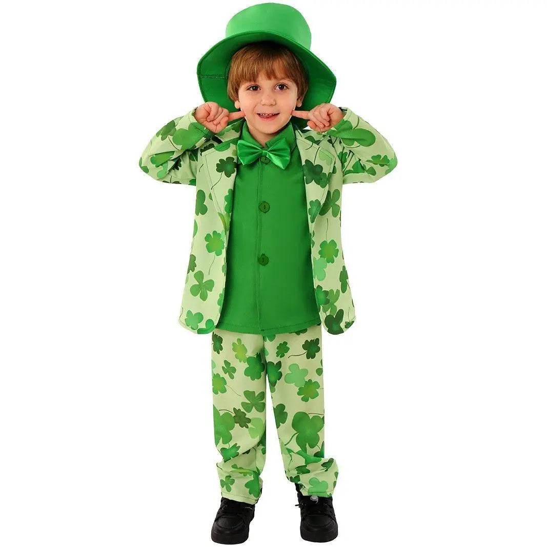 St. Patrick's Day Four Leaf Clover Kids Party Suit Cosplay Costumes - zzcosplay