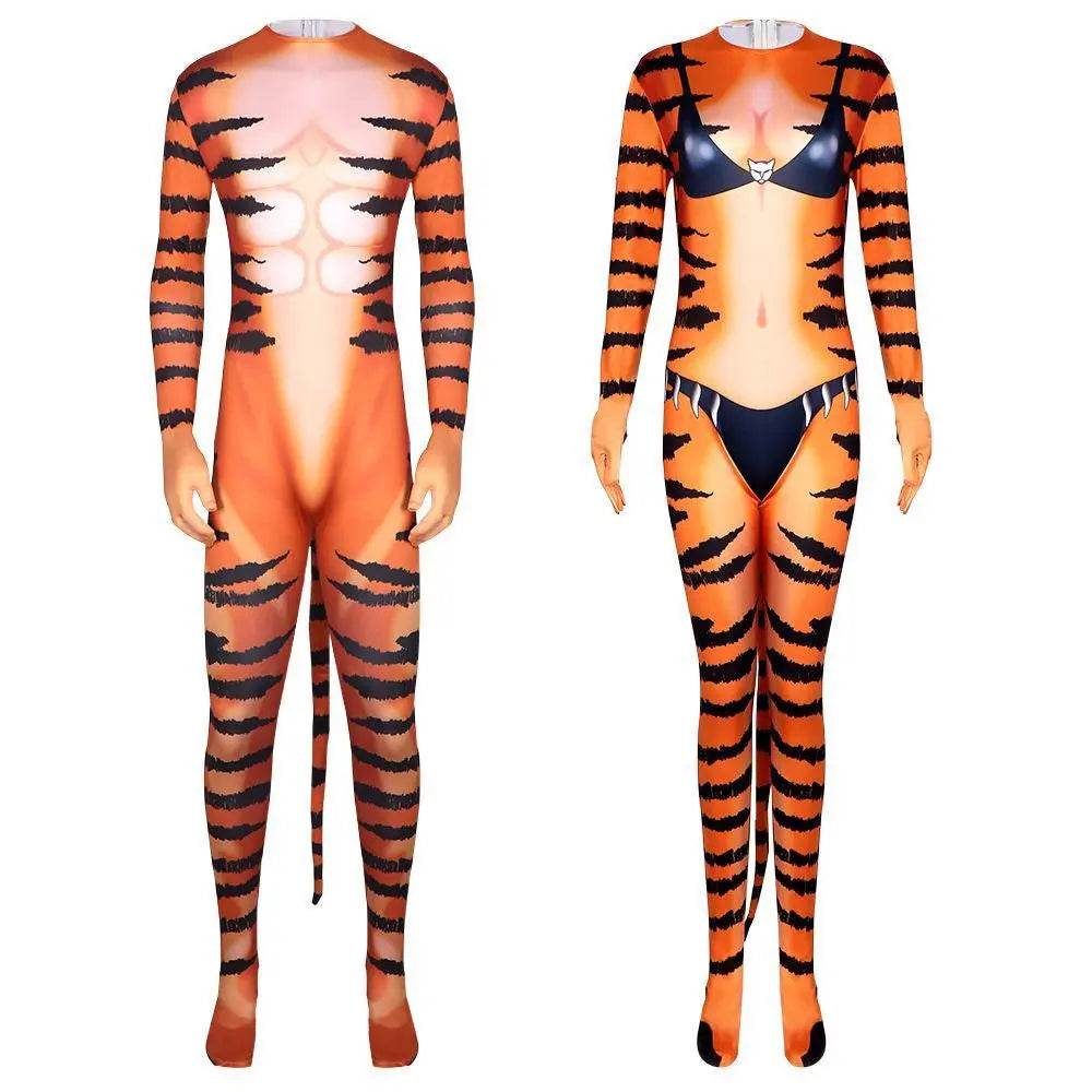Tiger Stripes Animal Cosplay Zentai Costume Jumpsuit Bodysuit Outfits Adult - zzcosplay