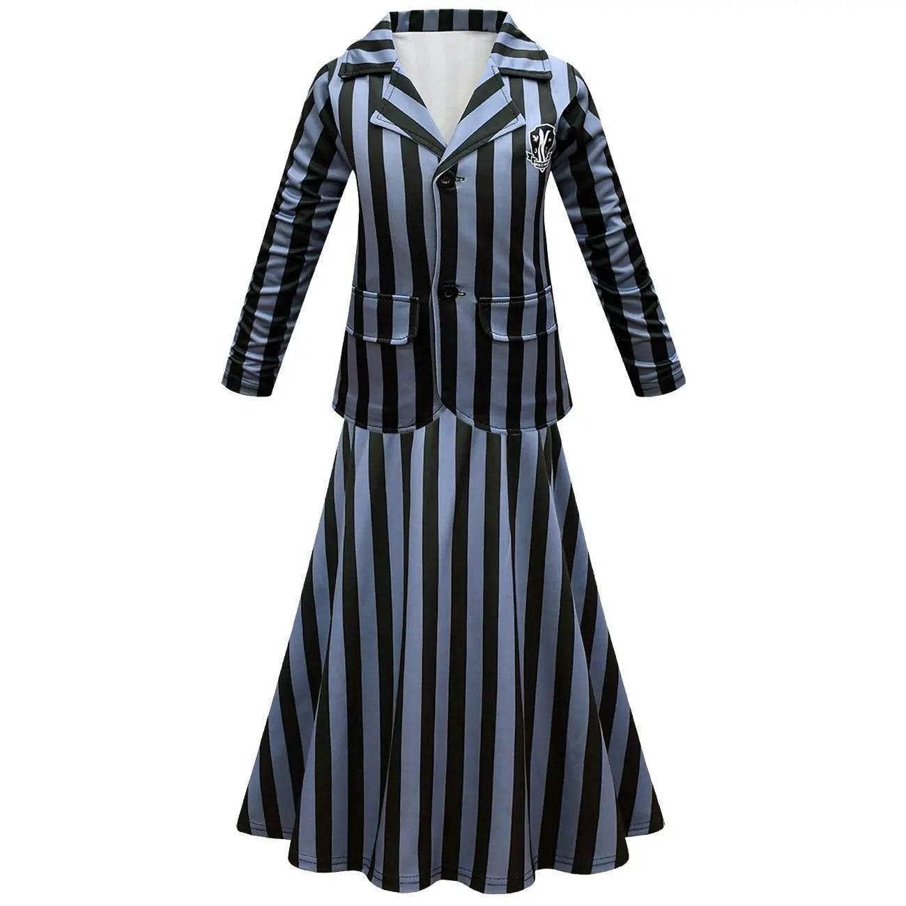 Wednesday Costume The Addams Family Cosplay Long Sleeve suit skirt For Kids - zzcosplay