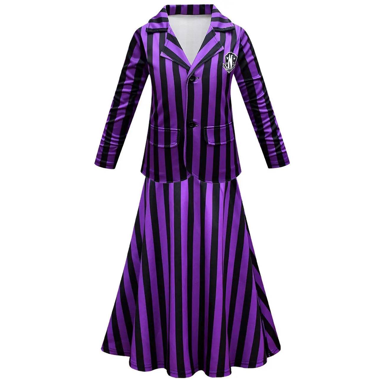 Wednesday Costume The Addams Family Cosplay Long Sleeve suit skirt For Kids - zzcosplay