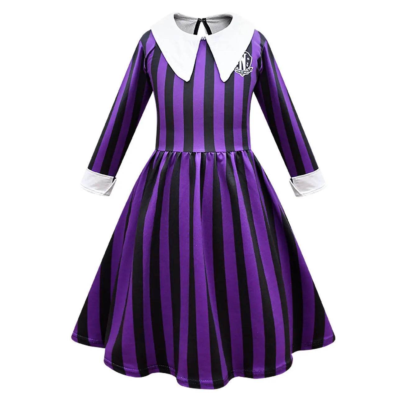 Wednesday Costume The Addams Family Cosplay Striped Dress For Kids - zzcosplay
