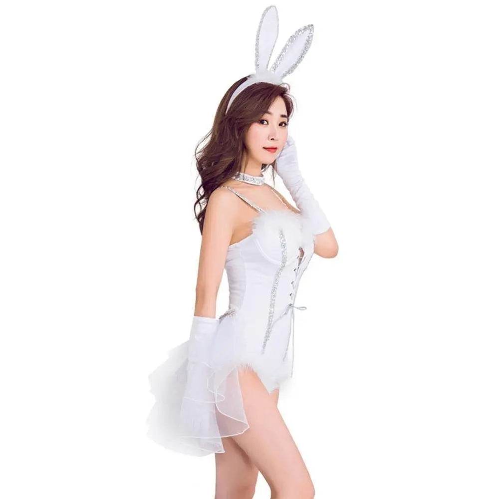 White Rabbit Costumes Bunny girl stage Halloween Cosplay for Adult - zzcosplay