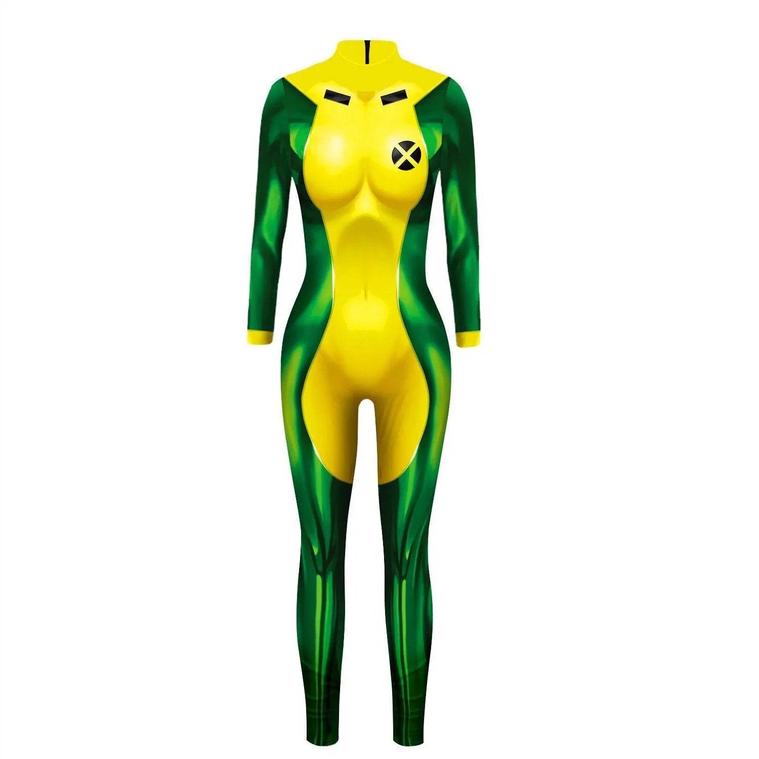 X Men Rogue Costume Zentai Bodycon Jumpsuit Halloween Cosplay - zzcosplay