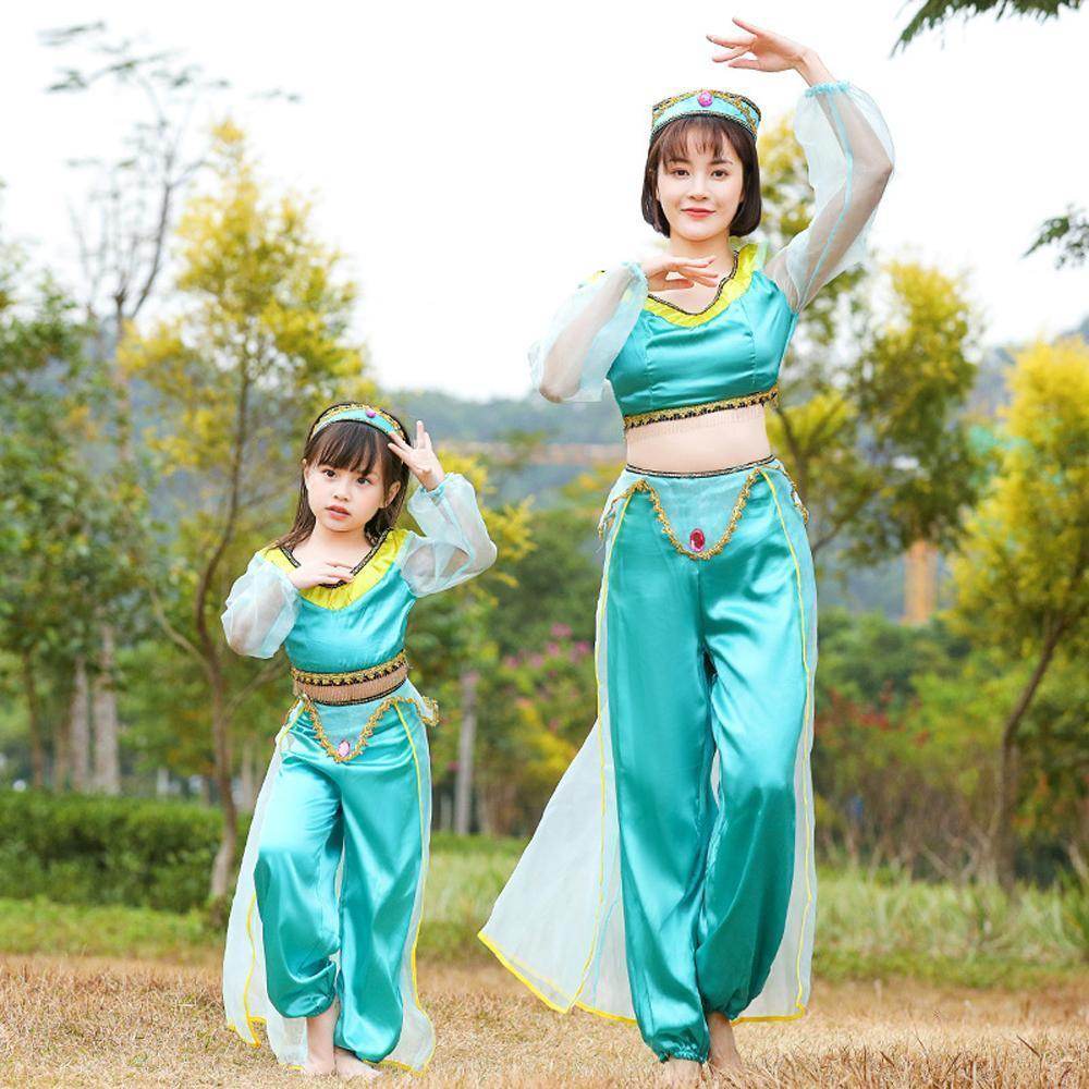 Aladdin Princess Jasmine Costume Cosplay Matching Dress Mom And Me - zzcosplay