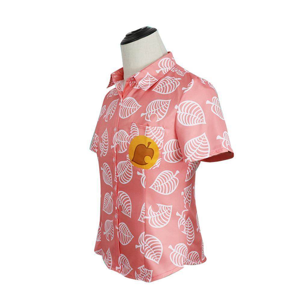 Animal Crossing Button Up Shirt Costume Cosplay Leaf Tee Shirts Top Halloween Outfit Dress Up For Adults - zzcosplay