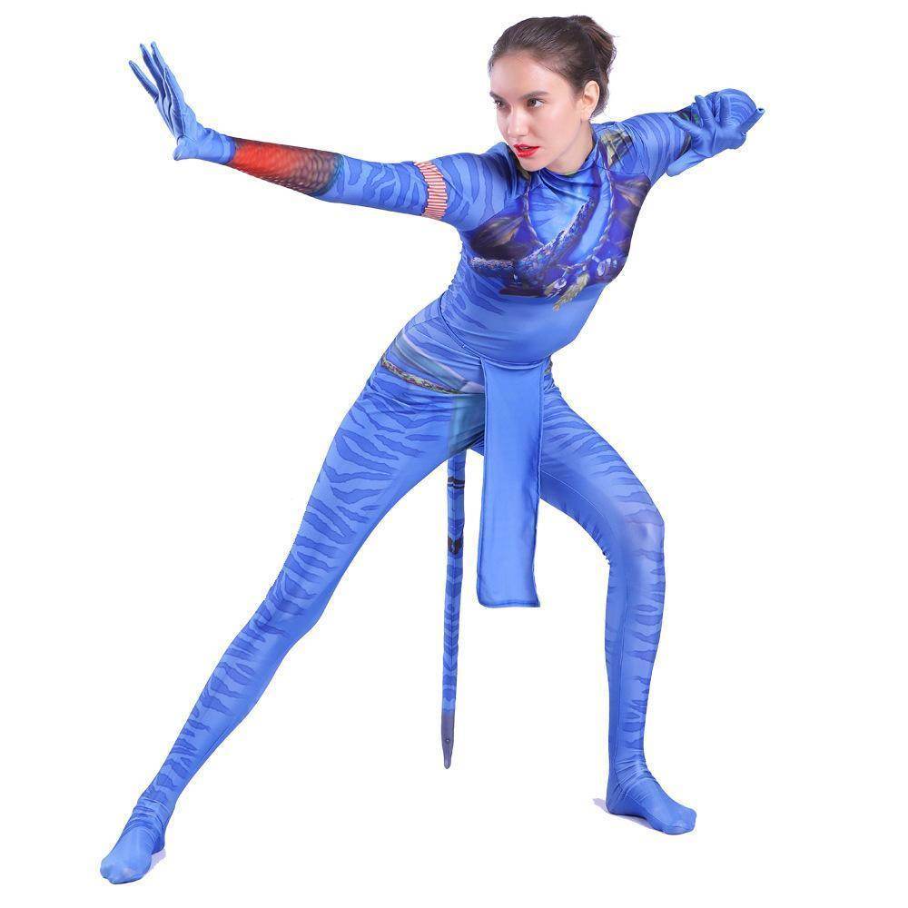 Avatar 2 Neytiri Battle Costume Tail Suit Unisex Jumpsuit Halloween Cosplay Zentai Bodysuit for Adult Kids - zzcosplay