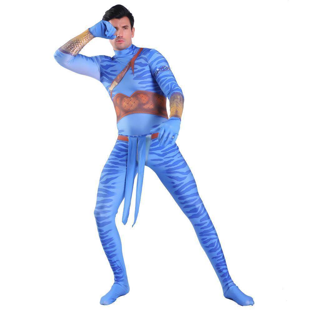 Avatar 2 Neytiri Battle Costume Tail Suit Unisex Jumpsuit Halloween Cosplay Zentai Bodysuit for Adult Kids - zzcosplay