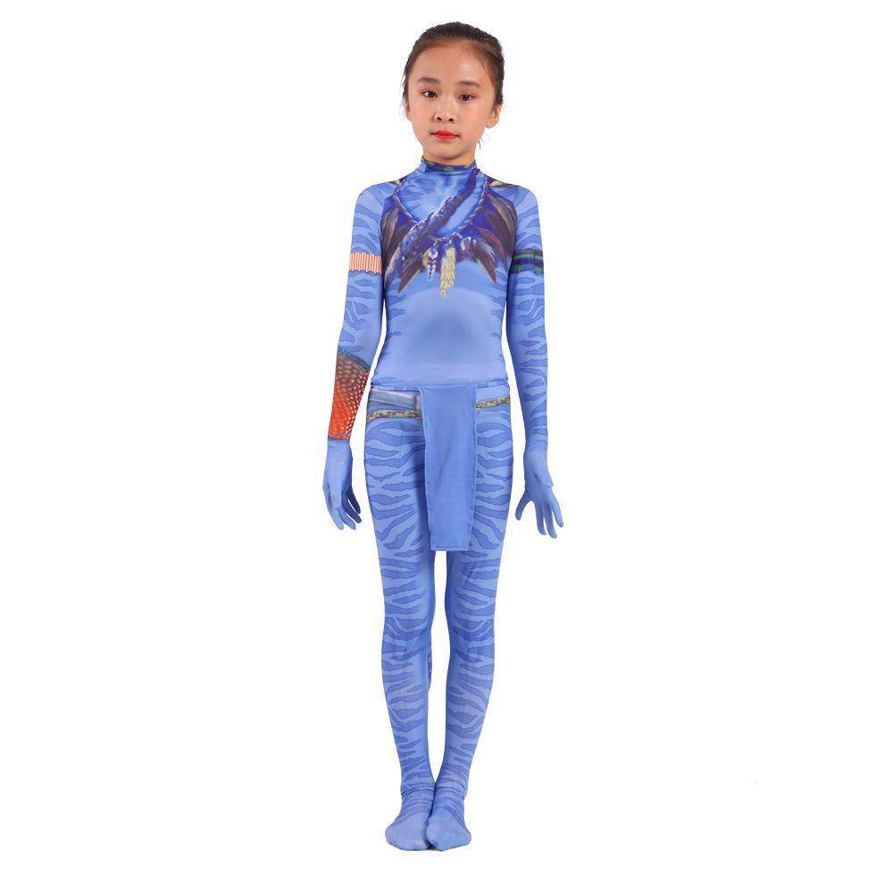 Avatar 2 Neytiri Battle Costume Tail Suit Unisex Jumpsuit Halloween Cosplay Zentai Bodysuit for Adult Kids - zzcosplay