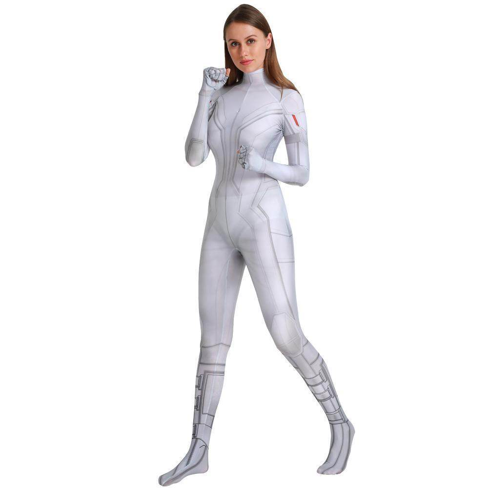 Black Widow White Cosplay Costume Zentai Bodysuit for Halloween Party - zzcosplay