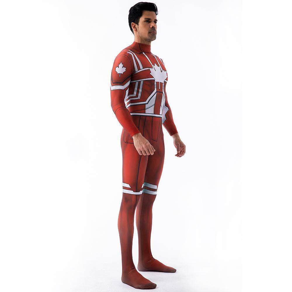 Captain Canuck Cosplay Costumes Jumpsuit Superhero Halloween Tights Zentai For Adult Kids - zzcosplay