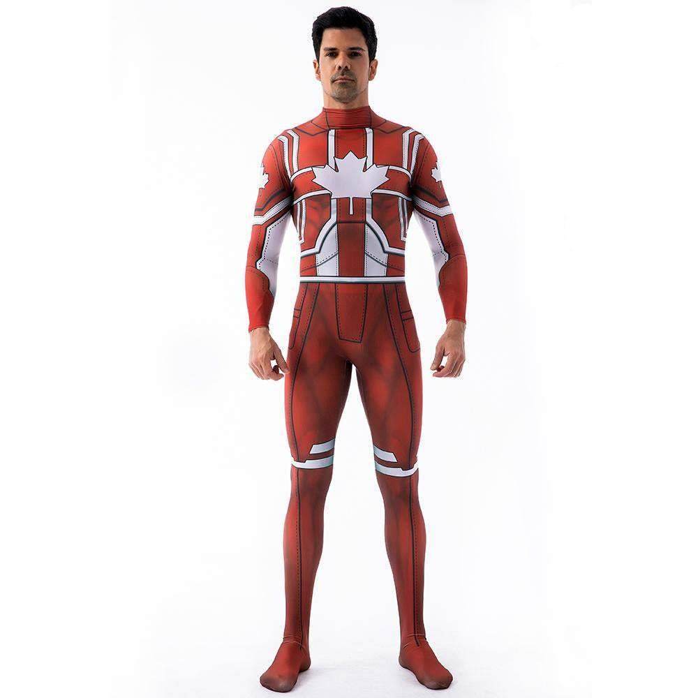 Captain Canuck Cosplay Costumes Jumpsuit Superhero Halloween Tights Zentai For Adult Kids - zzcosplay