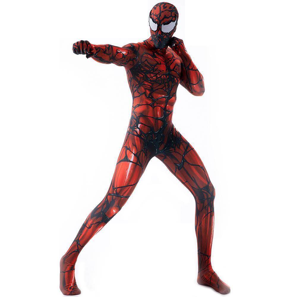 Carnage Red Rubies Venom Spider-Man Costume Cosplay Jumpsuit Superhero Bodysuit Halloween Suit Zentai For Adult Kids - zzcosplay