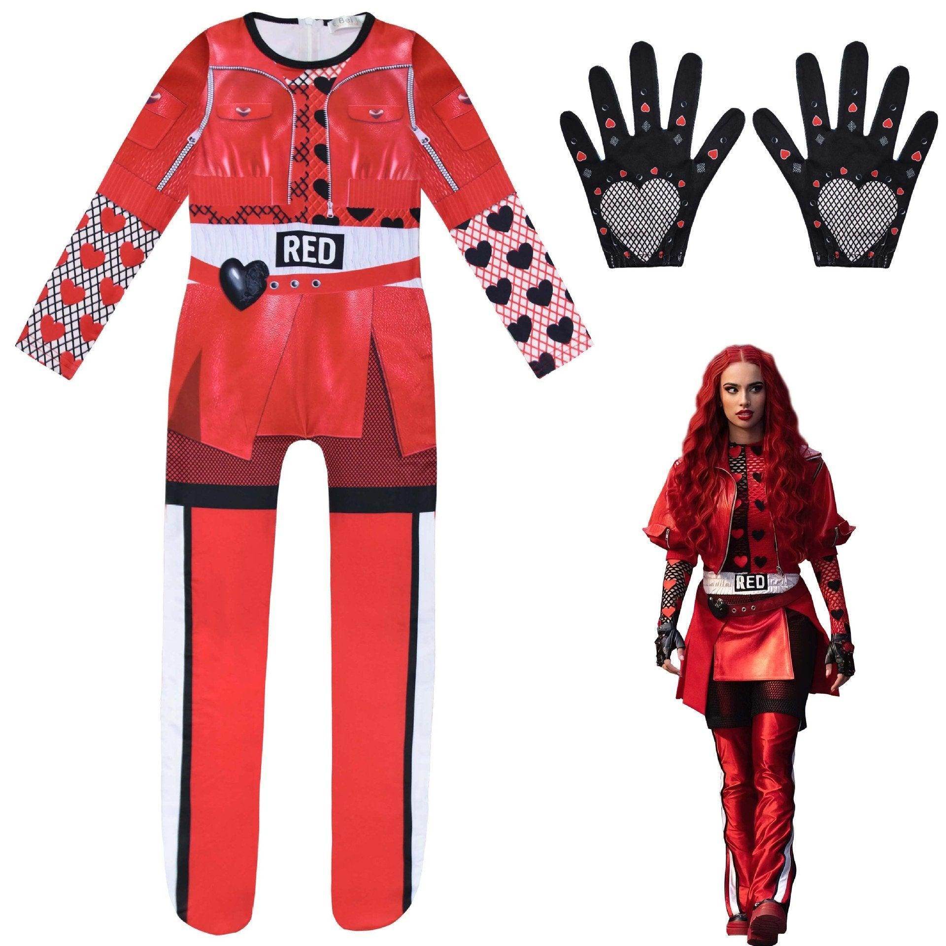 Descendants 4 Queen Of Hearts Red Costume For Girls Kids Halloween - zzcosplay