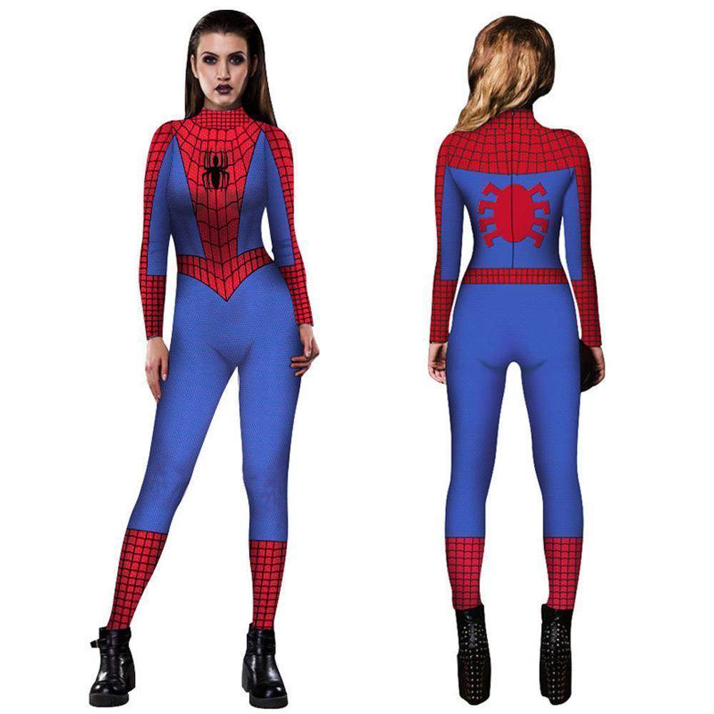 Halloween Peter B Parker Spider woman Digital Printed Bodycon Jumpsuit Costume - zzcosplay