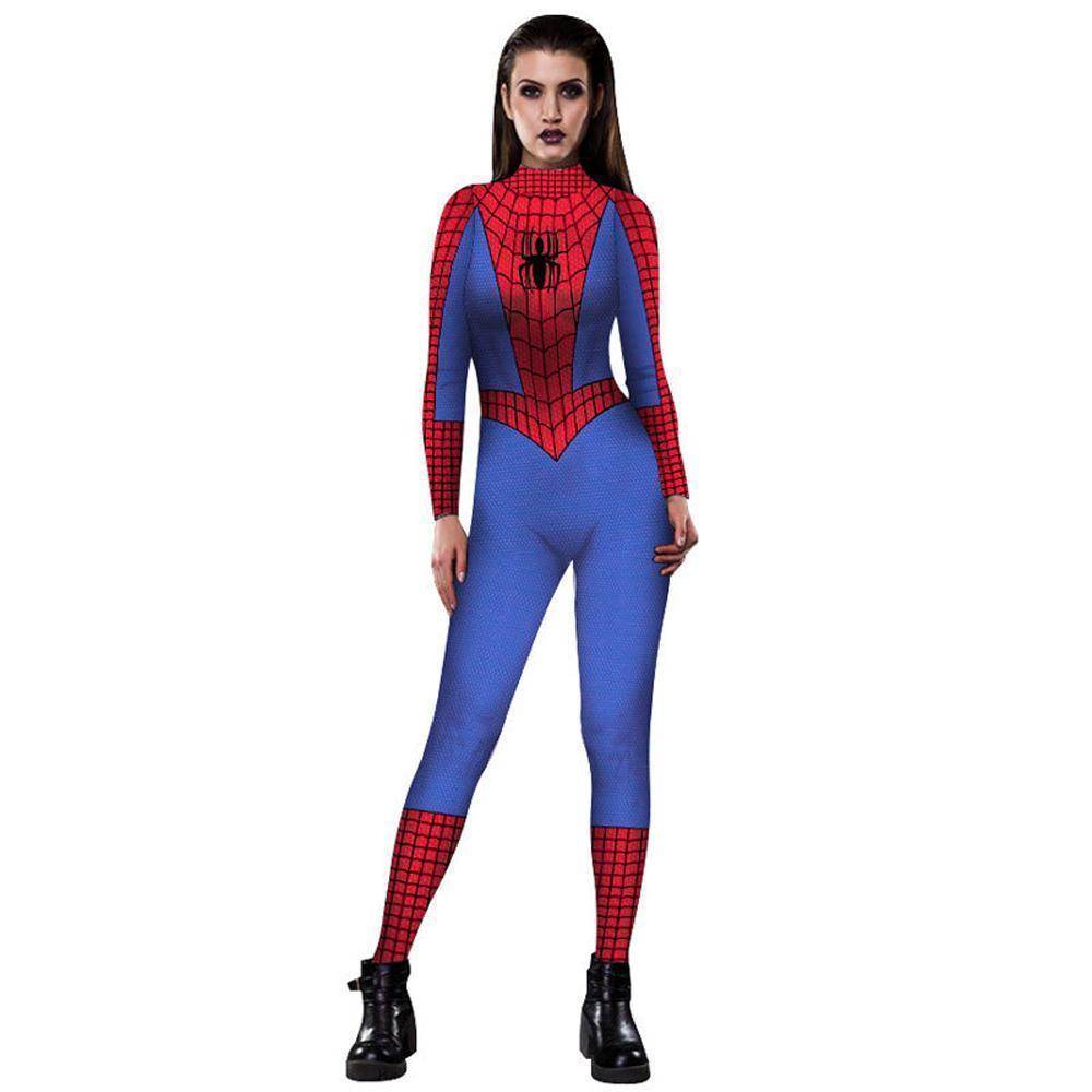 Halloween Peter B Parker Spider woman Digital Printed Bodycon Jumpsuit Costume - zzcosplay